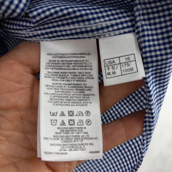 Brooks Brothers Dress Shirt Mens 16-2/3 Regent Fit Blue Check Non Iron - Picture 6 of 11